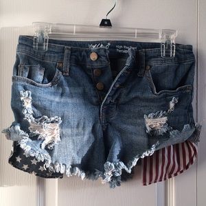 4th of July High Waisted Distressed Jean Shorts